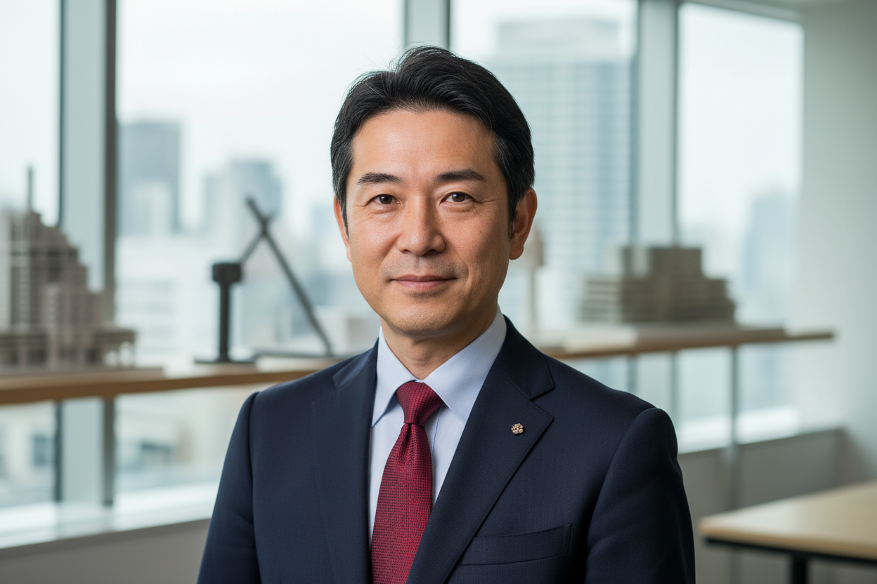 建設業の社長の顔写真を作成してください